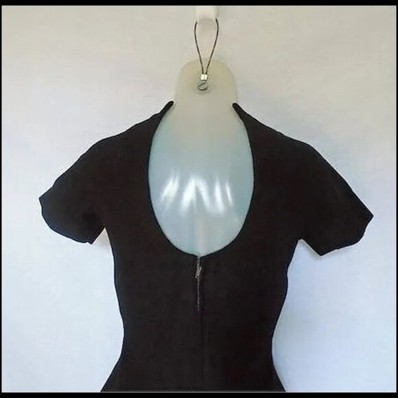 Bodycon Little Black Dress 1950s Vintage LBD, Low Back Interest - Picture 4 of 15